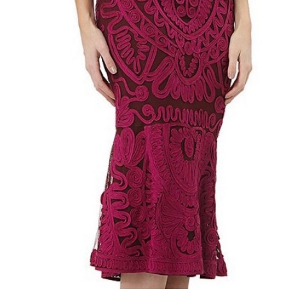 JS Collections Soutache Cocktail Midi Dress Purple- Dark Berry Size 6 - Picture 3 of 8